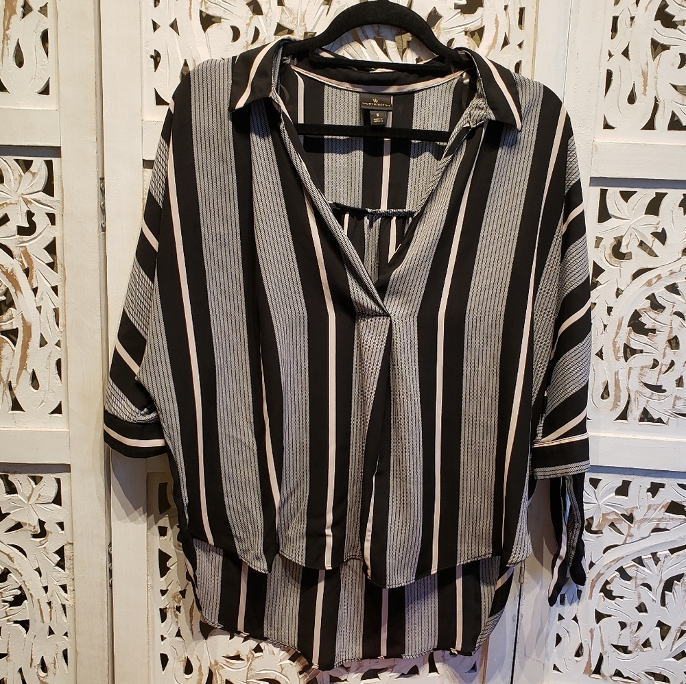 Worthington Black and Pink Verticle Stripe Shirt